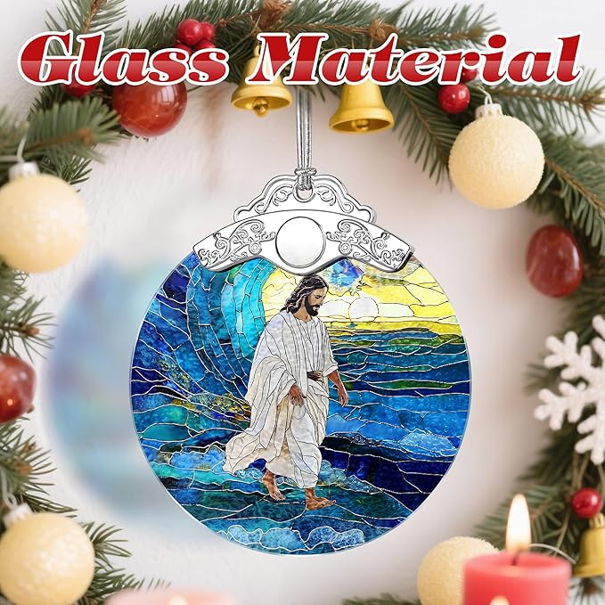 Jesus Christ Christmas Decorations - God Jesus Home Decor | Stained Glass Ornament | Christmas Ornaments for Tree | Christian Holiday Ornament – Christian Gifts, Religion Gifts, Gift Ideas, Xmas Gift