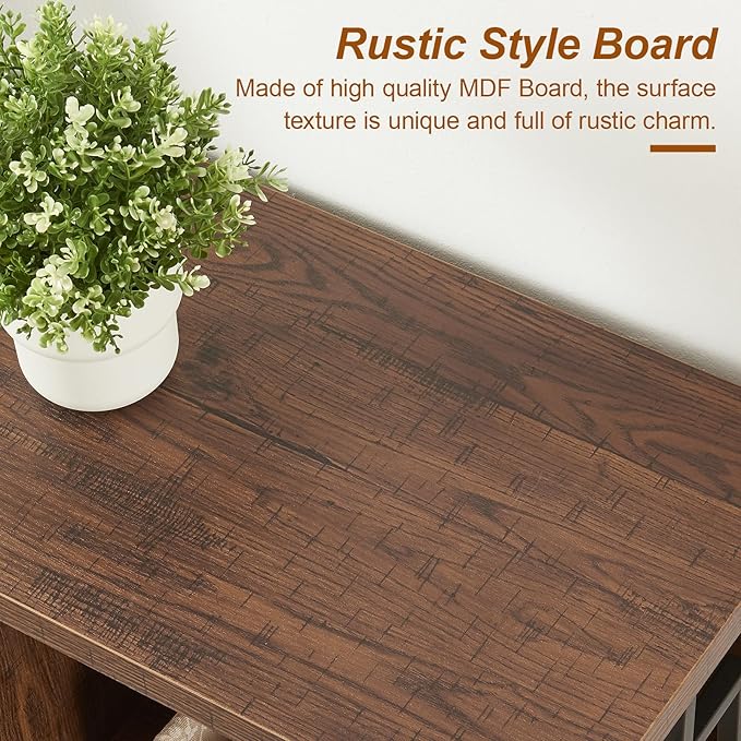HOMISSUE Sofa Console Table, Rustic Console Table with 3-Tier Storage, Engineered Wood Sofa Tables with Open Shelves, Heavy Duty Entryway Tables for Living Room, Hallway (47 Inch, Rustic Brown)