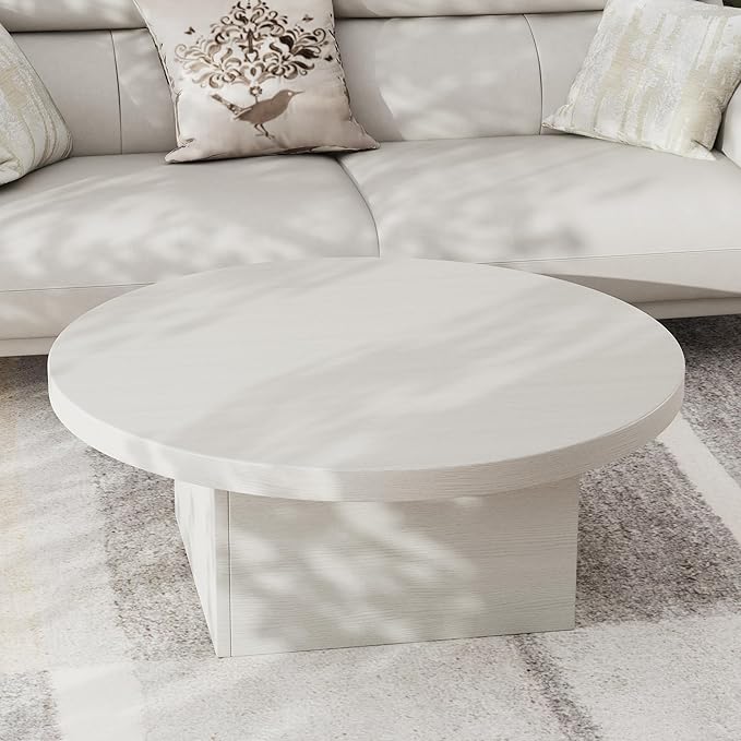 Farmhouse Coffee Table, 35.5" Modern Center Tables Wood Cocktail Table, Scratch-Resistant Accent Table with Sturdy Frame for Living Room, Home Office & Lounge