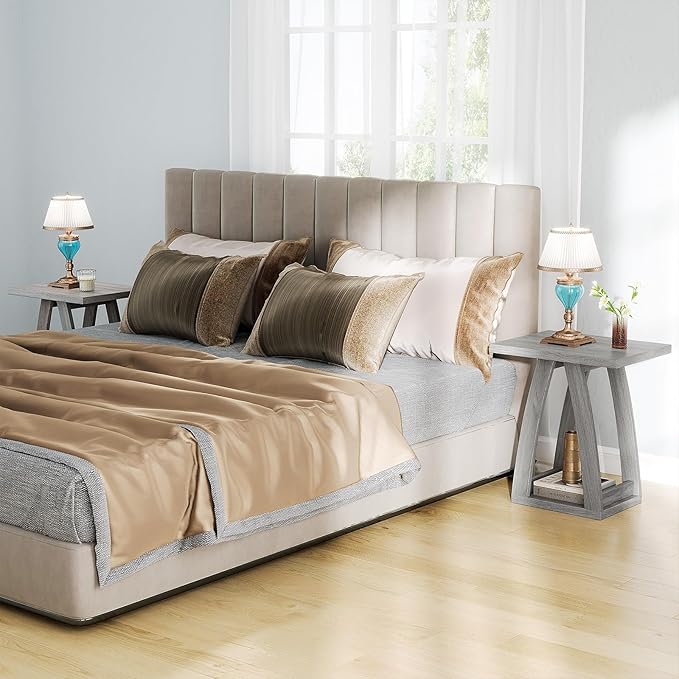 End Tables Living Room Set of 2. Side Tables Living Room. Side Table Beside Sofa. Modern End Table for Home. Grey End Tables Set of 2