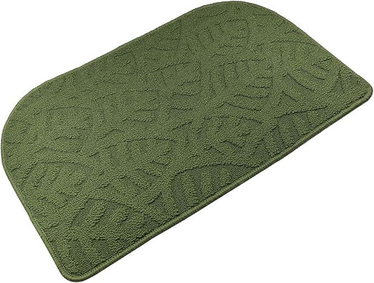 TOONOW Indoor Doormat Front Door Mat,30"x18", Low-Profile Machine Washable Kitchen Rug, Absorbent Mud Half Round Entrance Mat for Outdoors, Entryway, Patio, Bedroom, Olive Green