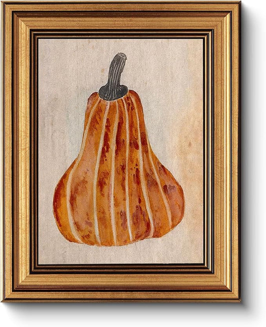 HUARCEY Gold Framed Vintage Wall Art for Living Room, Pumpkin Painting Prints Shelf Decor for Kitchen, Aesthetic Bedroom Wall Art, Autumn Gifts for Friends or Family - Japandi Pumpkin 10L x 8W