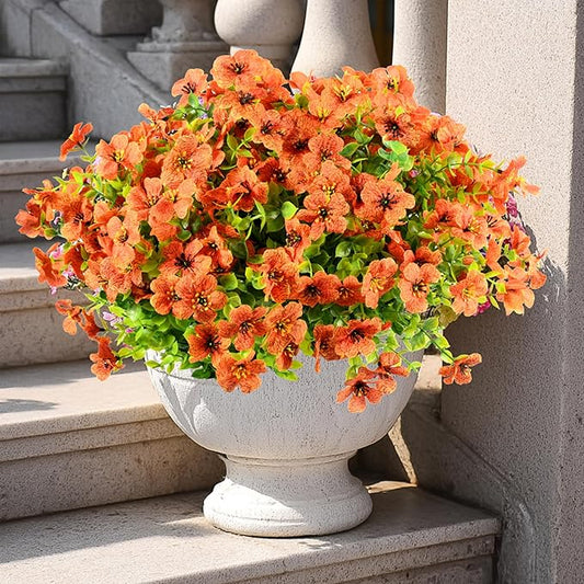 12 Bundles Artificial Fall Flowers Faux Mums for Outdoor Decoration Fake Fall Plants Flowers UV Resistant for Front Door Porch Patio Balcony Autumn Decor