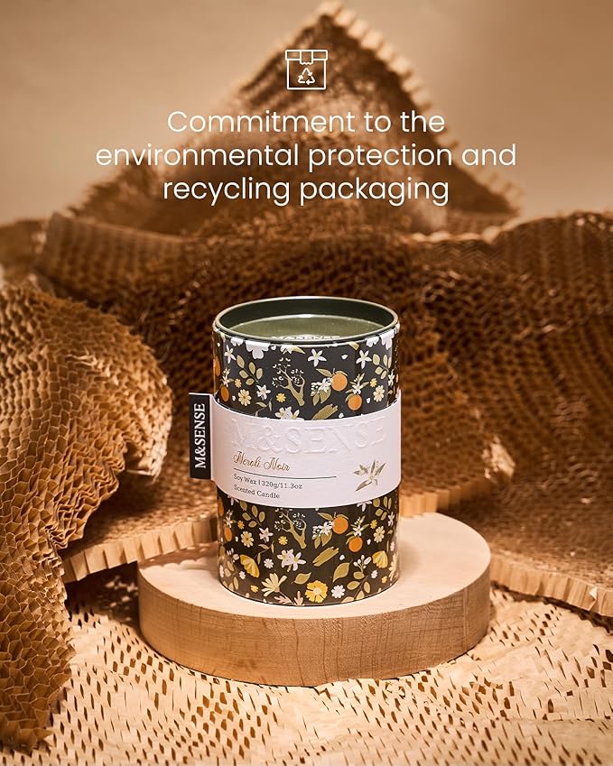 M&SENSE Neroli Noir Scented Candle, Medium Jar Candle 11.3oz Natural Soy Wax for Home Scented, Floral Candles Gift for Spring Holiday, Up to 70 Hours Burning Long-Lasting Fragrance