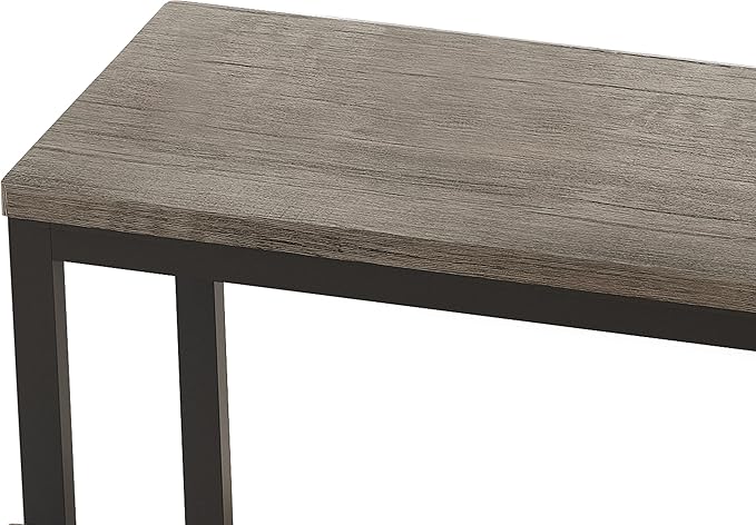 Merax 4-Piece Counter Height Extra Long Dining Table Set with 3 Stools and Footrest, Modern Design Kitchen Dining Table, Pub Table, Long Dining Table Set, Brown Gray