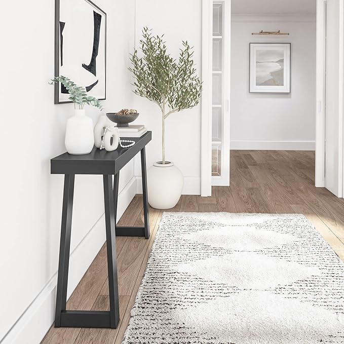 Plank+Beam Solid Wood Console Table, 46 Inch, Sofa Table, Narrow Entryway Table for Hallway, Behind The Couch, Living Room, Foyer, Easy Assembly, Black