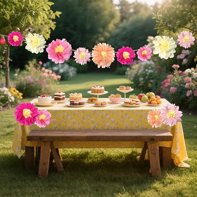 BRT Bearingshui Tissue Paper PomPoms Flower 22 Pcs Pink,Light Pink,Hot Pink,Ivory,Light peach Chrysanth Flower for Nursery Wall Birthday Bachelorette Wedding Baby Shower Bridal Shower Party Decoration