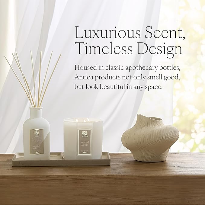 Antica Farmacista Home Ambiance Diffuser - Long-Lasting Reed Scent Diffuser - Luxury Room Freshener Gift - Warm White, 3.4 fl oz