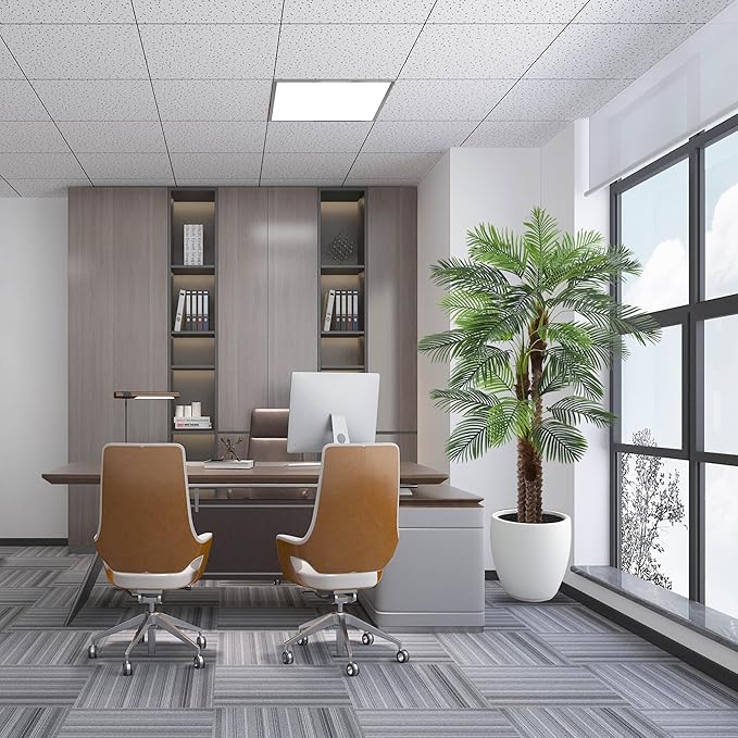 8FT Artificial Palm Tree - Tall Fake Palm Tree with 30 Lifelike Leaves & Realistic Trunk, 96" Large Faux Tropical Phoenix Palm Plant for Home Living Room Poolside Office Hotel Mall Decor