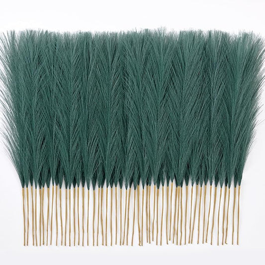 𝟱𝟬𝙥𝙘𝙨 Pampas Grass 𝟭𝟳in, Faux Pampas Grass Office Home Decor, Fake Artificial Pampas Grass Flower Arrangement Vase Filler for Wedding Party Home Boho Decoration (𝗚𝗿𝗲𝗲𝗻)