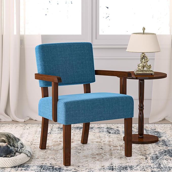 Accent Chair with Wood Frame, Arm Chairs Oversized with Soft Seat and Armrests
