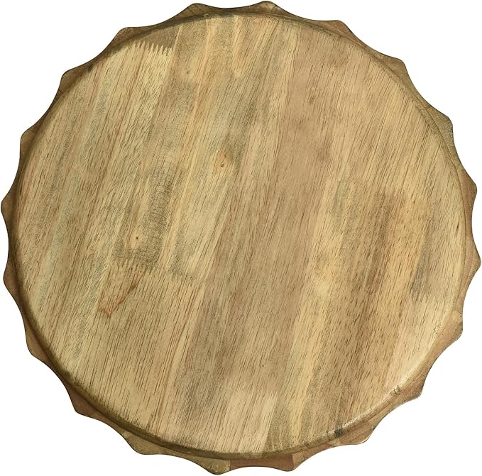 Round Side Table, Rustic Console Table, Gold Geometric End Tables Ideal for Couch Sofa Living Room or Bedroom Stand (Artistic Wave Design)