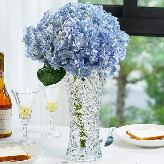 kanpura 11.2'' Tall Glass Flower Vase Sunflower Shape Design,Thickened Clear Crystal Glass Vase Gift for Flower Lovers(1 Piece)