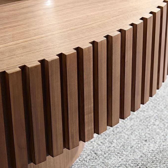 Oval Coffee Table, 43.7" Modern Coffee Table Wood Side Table Accent End Table Center Table with Sturdy Pedestal for Living Room Bedroom Apartment, Walnut