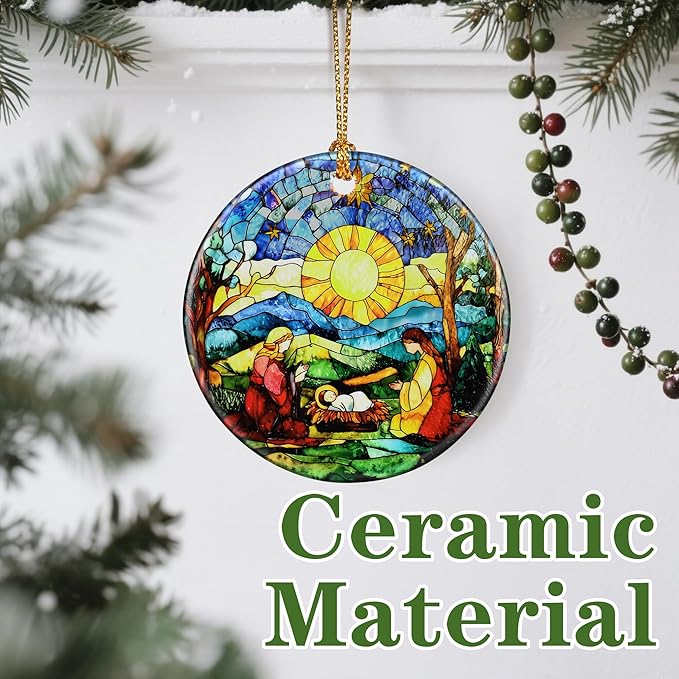 Nativity Scene Ornament: Christmas Ornaments, Religious Christmas Decorations for Tree, Catholic Ornament & Christian Holiday Decor | Religious Gifts, Christian Gifts - Design F