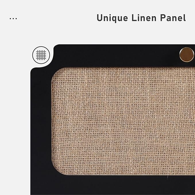 16" Wooden Nightstand with 2 Storage Drawer, Farmhouse Bedside End Table with Linen Decor, Modern for Night Stand Bedroom, Living Room & Small Spaces (Black)