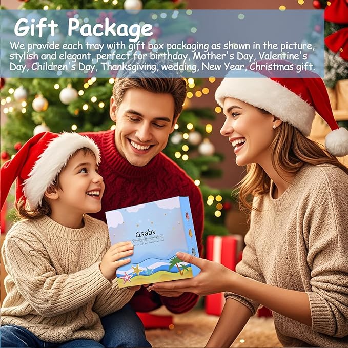 Ceramic Starfish Jewelry Tray, Blue Shell Trinket Dish Beach Gift for Women, Ocean-themed Ring Holder Candy Dish Decorative Tray for Earrings Necklaces Watch Key, Coastal Blue Room Decor