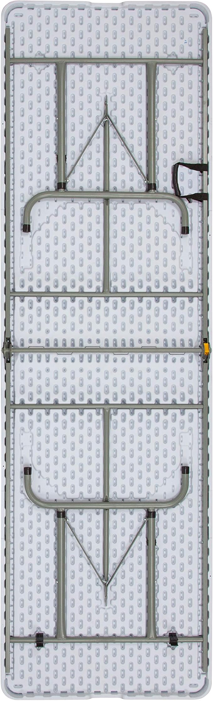 EMMA + OLIVER 8' Height-Adjustable Rectangular Bi-Fold Plastic Folding Table, Long Plastic Foldable Table for Residential Indoor/Outdoor Events, White