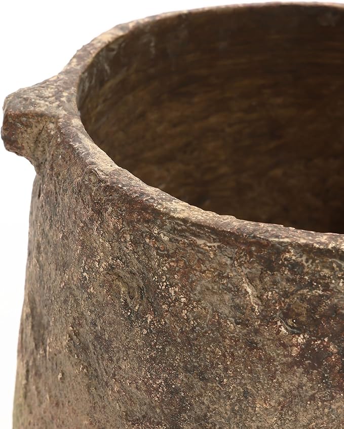 LuxenHome Rustic Cement Flower Vase, Ginger Root Brown, 8.9-Inch Tall Cylinder Vase, Perfect for Dining Table Decor, Home Decor, Living Room Decor