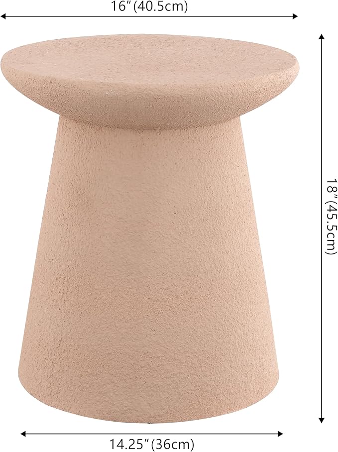 JONATHAN Y TBL1108B Hollie 18" Minimalist Modern Drum Indoor/Outdoor Accent Table Pedestal, Contemporary, Mid-Century, Art Deco, Bohemian, Patio, Garden Room, Bathroom, Living Room, Pink Frosted