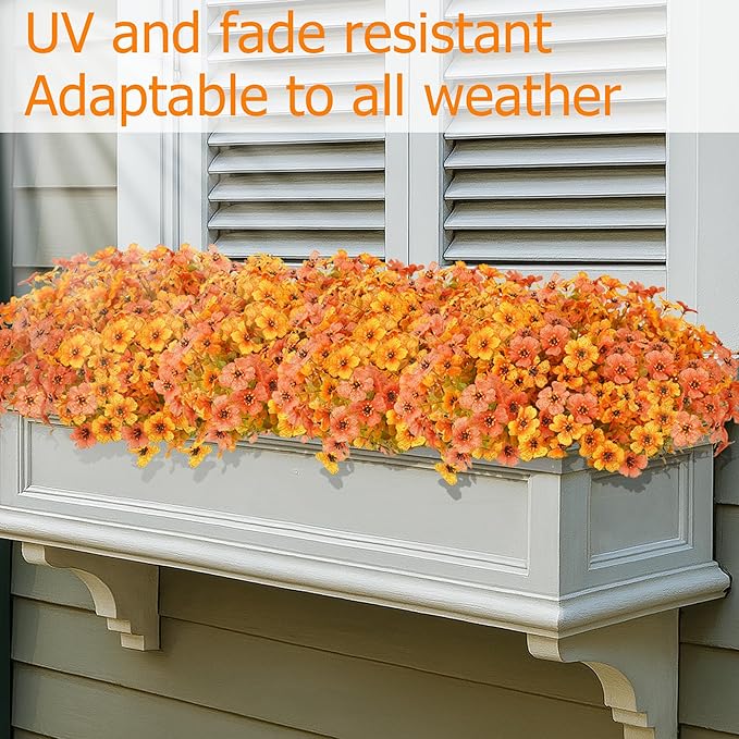 12 Bundles Artificial Flowers for Outdoor Indoor Fall Flowers Home Decoration,Fake Mums Silk Daisy Flower Plant for Outside,Plastic Flowers UV Resistant Faux Mums for Garden Patio Balcony Autumn Decor