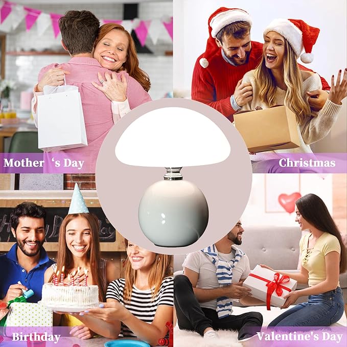 Mushroom Lamp for Bedroom Living Room,Mushroom Table Lamps for Bedside Night Stands,3 Color Temperature Desk Small Table Lamp,Cute Mini Modern Night Light Lamp,Unique Home Decoration