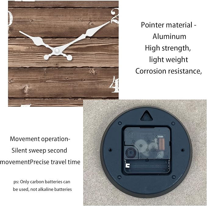 XFM Brown Wooden Wall Clock Battery Operated 14 Inch Rustic Farmhouse Clocks for Walls Silent Wall Clock for Office (No Solid Wood, it is with MDF Material)