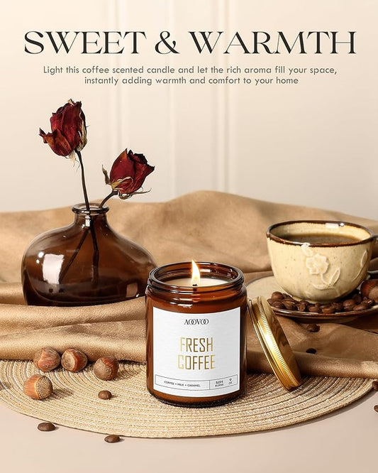 AOOVOO Fresh Coffee Candles - 9 oz Scented Candles, Aromatherapy Candle, Soy Candle for Home Scented