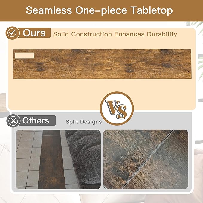 35'' High Behind Couch Table, Narrow Console Table with Outlet, Sofa Table for Entryway Hallway, Living Room, Brown