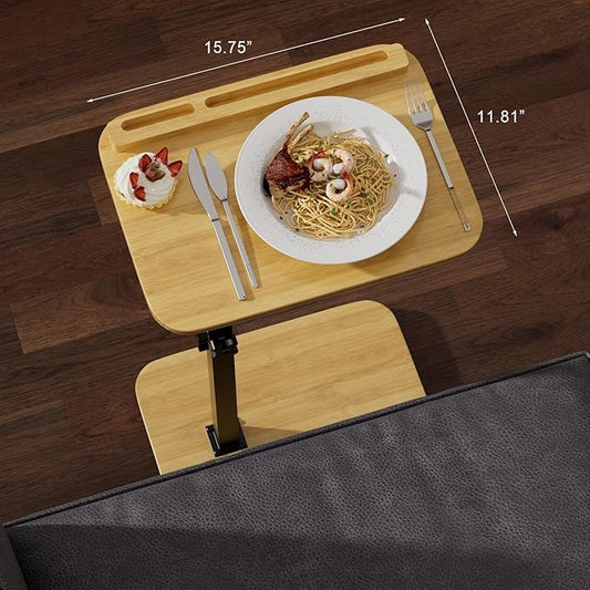 TV Tray Side Table for Couch - Adjustable Height 360° Rotatable C Table End Table Laptop Desk for Sofa, Perfect for Eating Working Reading, Fits Small Spaces, Gift for Home Family Mom Dad Friends