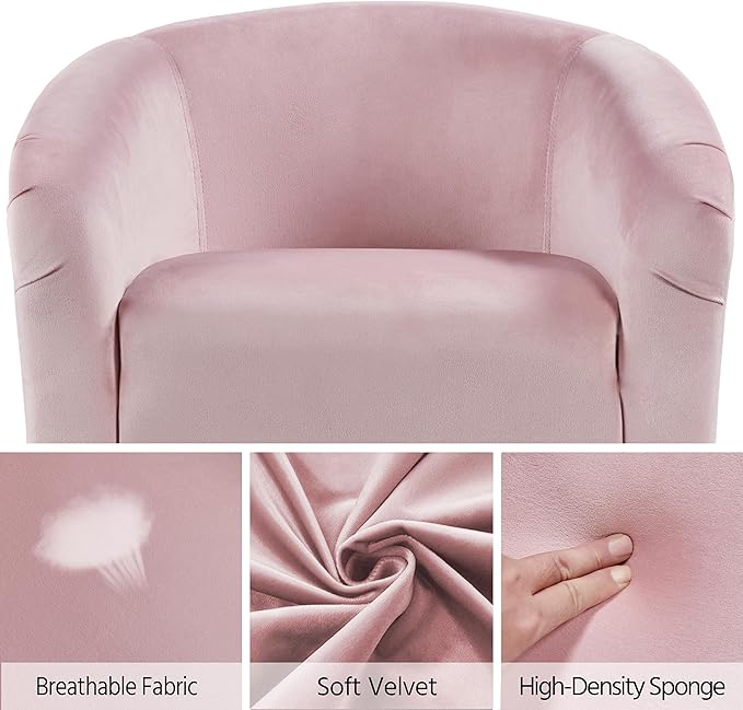 Yaheetech Accent Barrel Chair, Boucle Fabric Club Chair, Furry Sherpa Elegant Armchair with Cozy Soft Padded, Suitable for Living Room Bedroom Reception Room Office, Pink