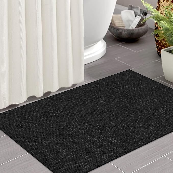 IOHOUZE Small Area Rug 2x3 Washable Woven Rugs for Entryway Non Slip Rubber Backed Front Door Rugs Indoor Doormat Throw Rug Floor Carpet for Entrance Kitchen, Black/Grey