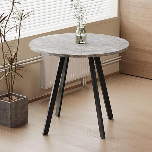 Round Dining Table, Modern Small Round Coffee Table, 33.5'' Mid-Century Round Leisure Table with Four Iron Legs for 2-4 Person, Suitable for Living Room, Kitchen, Cafe and Home Office