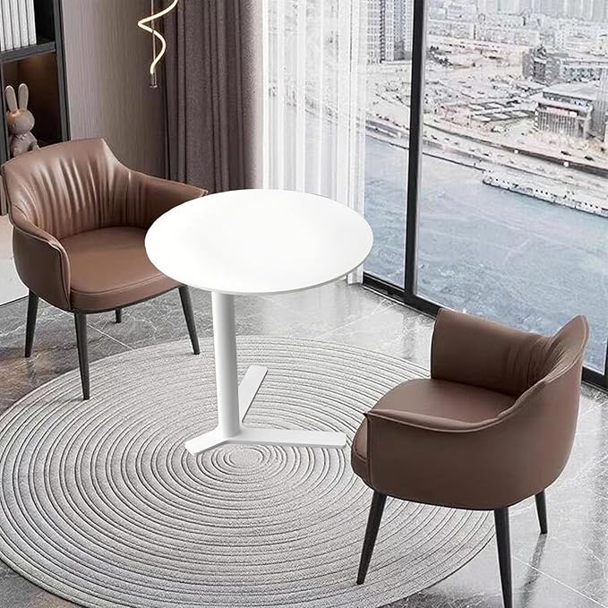 C Shaped Metal End Table, Small Round Side Table for Living Room, Bedroom, Office, Iron Accent Table for Sofa Couch, Drinking Tables for Cafes and Beverage Shops (White, Heights 27.6in)