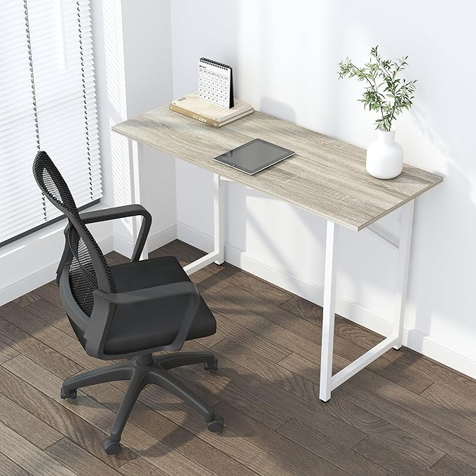 Folding Desk 47 inch No Assembly Required Home Office Table, Writing Gaming Computer Camping Desk, Beige