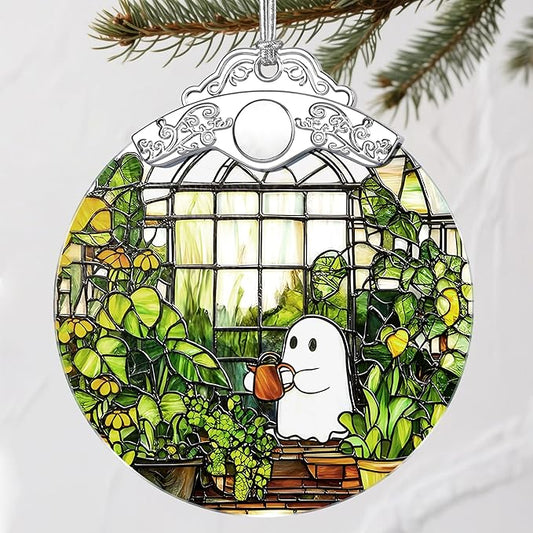 Stained Glass Ghost Christmas Ornament: Christmas Tree Ornaments & Decor, Holiday Decor – Holiday Presents, Gift Ideas & Gifts for Friends, Coworker, and Family