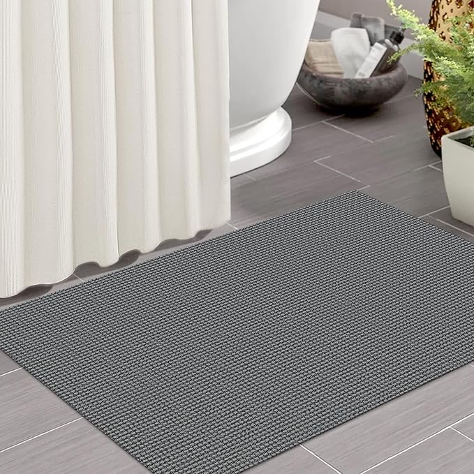 IOHOUZE Small Area Rug 2x3 Washable Woven Rugs for Entryway Non Slip Rubber Backed Front Door Rugs Indoor Doormat Throw Rug Floor Carpet for Entrance Kitchen, Dark Grey