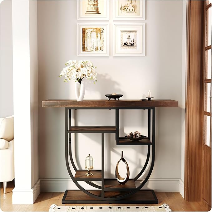 Modern Console Table for Entryway with Storage: 41.3 Inch Wood Sofa Tables for Living Room - Narrow Farmhouse Accent Desk for Home Decor