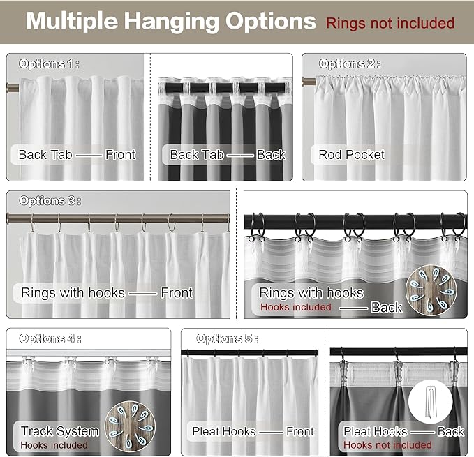 RAIN CITY Snow White Window Curtains 104 Inches Long Room Darkening Privacy Ceiling to Floor Curtains for Living Room Blackout Hook Drapes for College Dorm Back Tab 2 Panels 104 Length