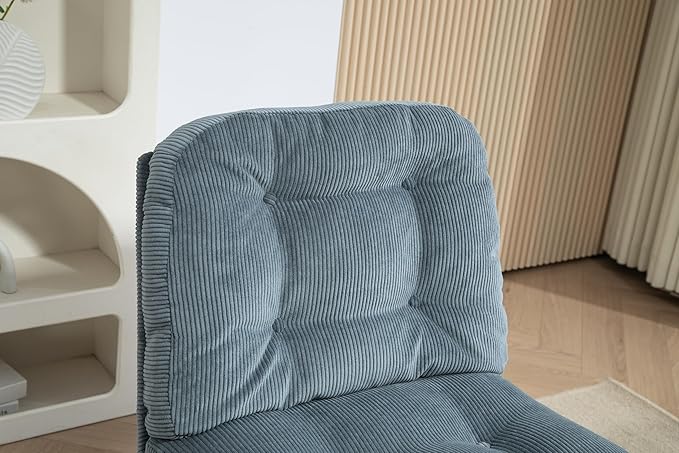 ZOBIDO Modern Accent Corduroy Chairs Comfy Upholstered Vanity Chairs for Bedroom Armchair Dining Chairs with Golden Metal Legs Desk Chair for Living Room(Blue