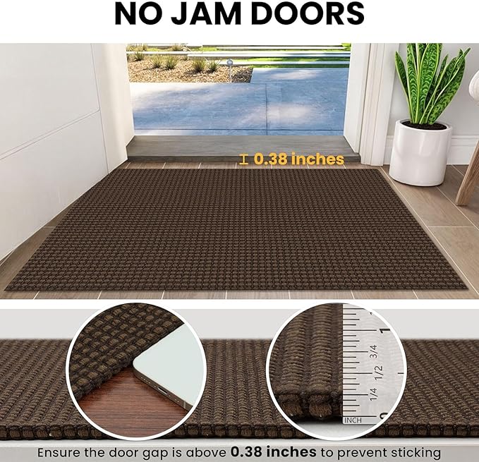 IOHOUZE Washable Runner Rug 3x12 Non Slip Rubber Backed Extra Long Hallway Runner Entryway Runner Indoor, Kitchen Rugs Woven Cotton Floor Carpet for Hall Entrance Stair, Brown