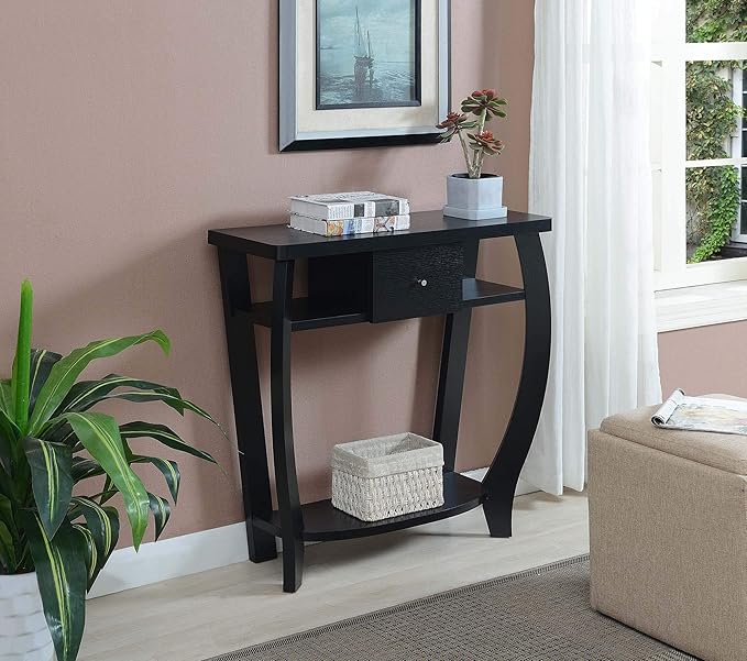 Convenience Concepts Newport 1 Drawer Dorchester Console Table with Shelf, Black