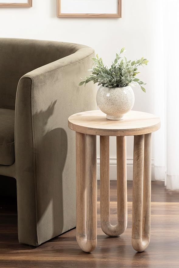 Kate and Laurel Kenzo Modern Wooden Round Side Table; 14 x 14 x 20; Light Natural; Transitional Wood End Table for Use as Bedroom Nightstand or Living Room Accent Table