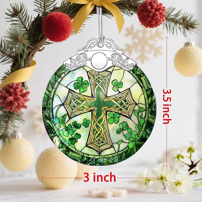 Stained Glass Cross Christmas Ornament: Christmas Tree Ornaments & Decor, Holiday Decor – Holiday Presents, Cross Gift, Religious Gifts, Christian Gift, and Gifts for Friends, Coworker, and Family