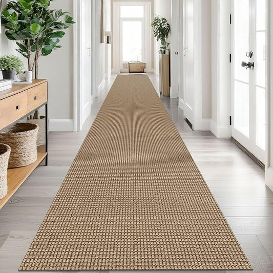IOHOUZE Washable Exrea Long Hallway Runner Rug 3x20 Non Slip Rubber Backed Kitchen Runner Entryway Runner Indoor, Woven Rugs Floor Carpet for Kitchen Hall Entryway Stair, Orange/Tan/Brown
