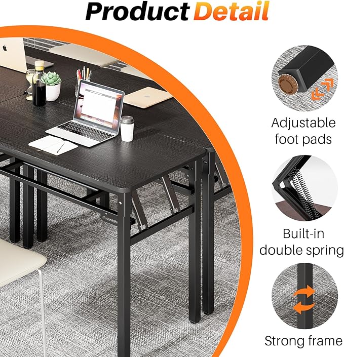 BYMECOST 31.5" Folding Desk, No Assembly Computer Desk, Small Foldable Table with Storage Shelf, Study Table for Small Space, Writing Desk Compact Desk for Home Office (Black, 31.5")