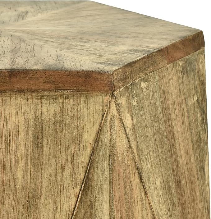 Round Side Table, Rustic Console Table, Gold Geometric End Tables Ideal for Couch Sofa Living Room or Bedroom Stand (Geometric Style)