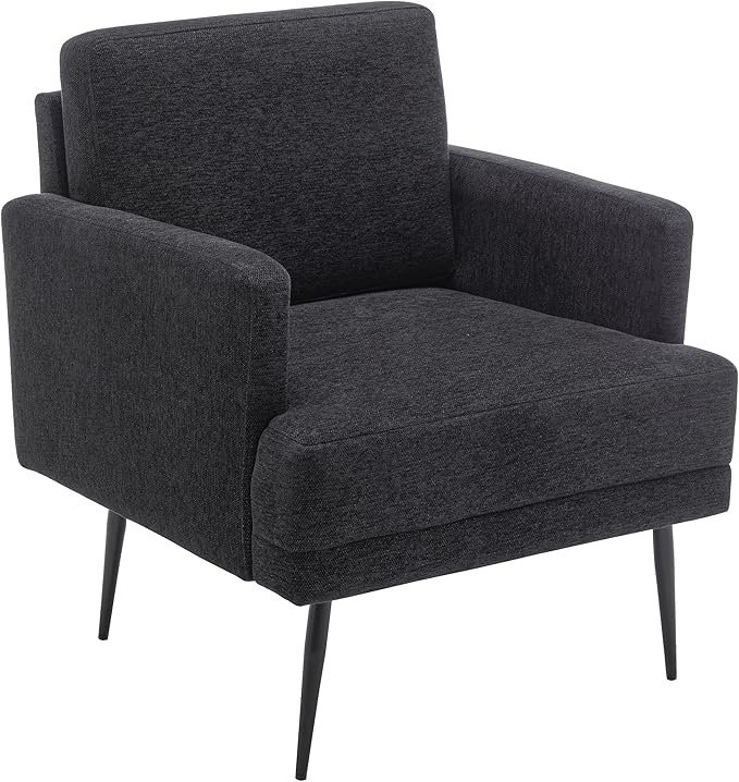 MINCETA Accent Chair,Modern Reading Accent Chairs with Back and Arms,Upholstered Armchair for Living Room,Performance Fabric in Charcoal Gray