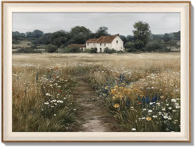 YUEYARIT Framed wall art, vintage wall decor, modern farmhouse style decor, canvas printed pictures, suitable for gifts, cottagecore bedroom, bathroom, living room, and office artwork.