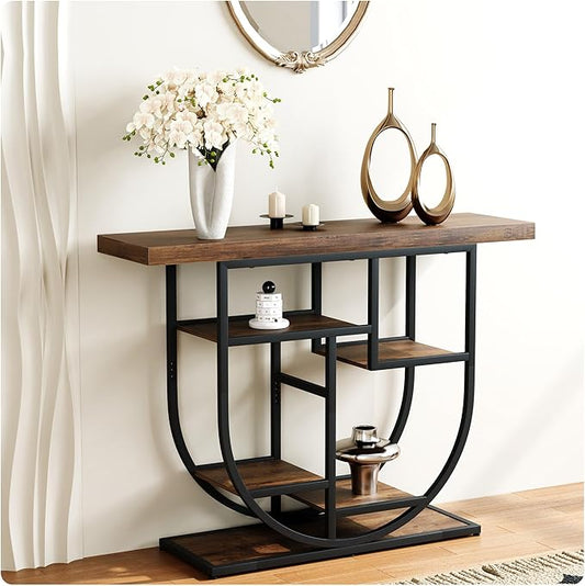Modern Console Table for Entryway with Storage: 41.3 Inch Wood Sofa Tables for Living Room - Narrow Farmhouse Accent Desk for Home Decor